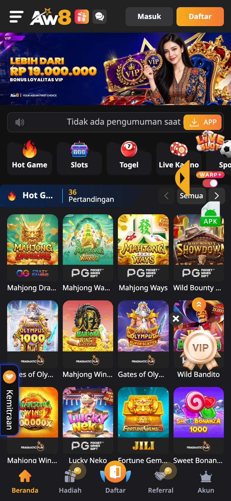 Beranda AW8 Pro Indonesia di ponsel