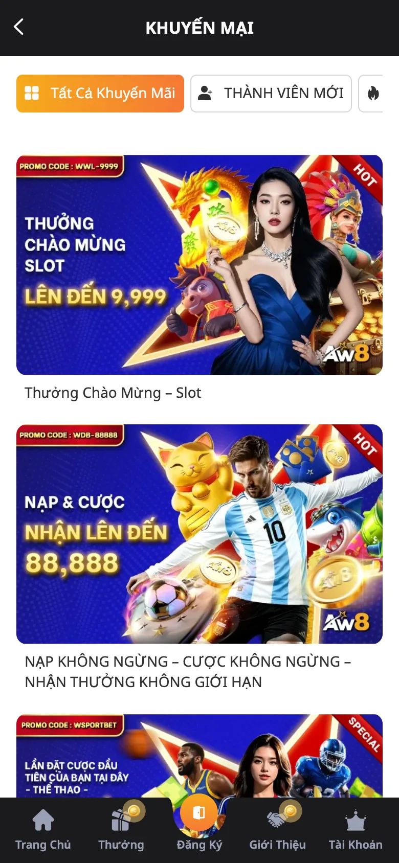 Trang khuyến mãi AW8 Pro trên điện thoại