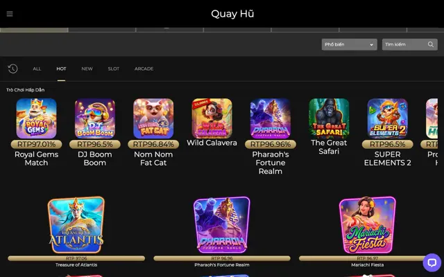 Sảnh nổ hũ GOD55 Việt Nam với nhãn RTP trên từng game