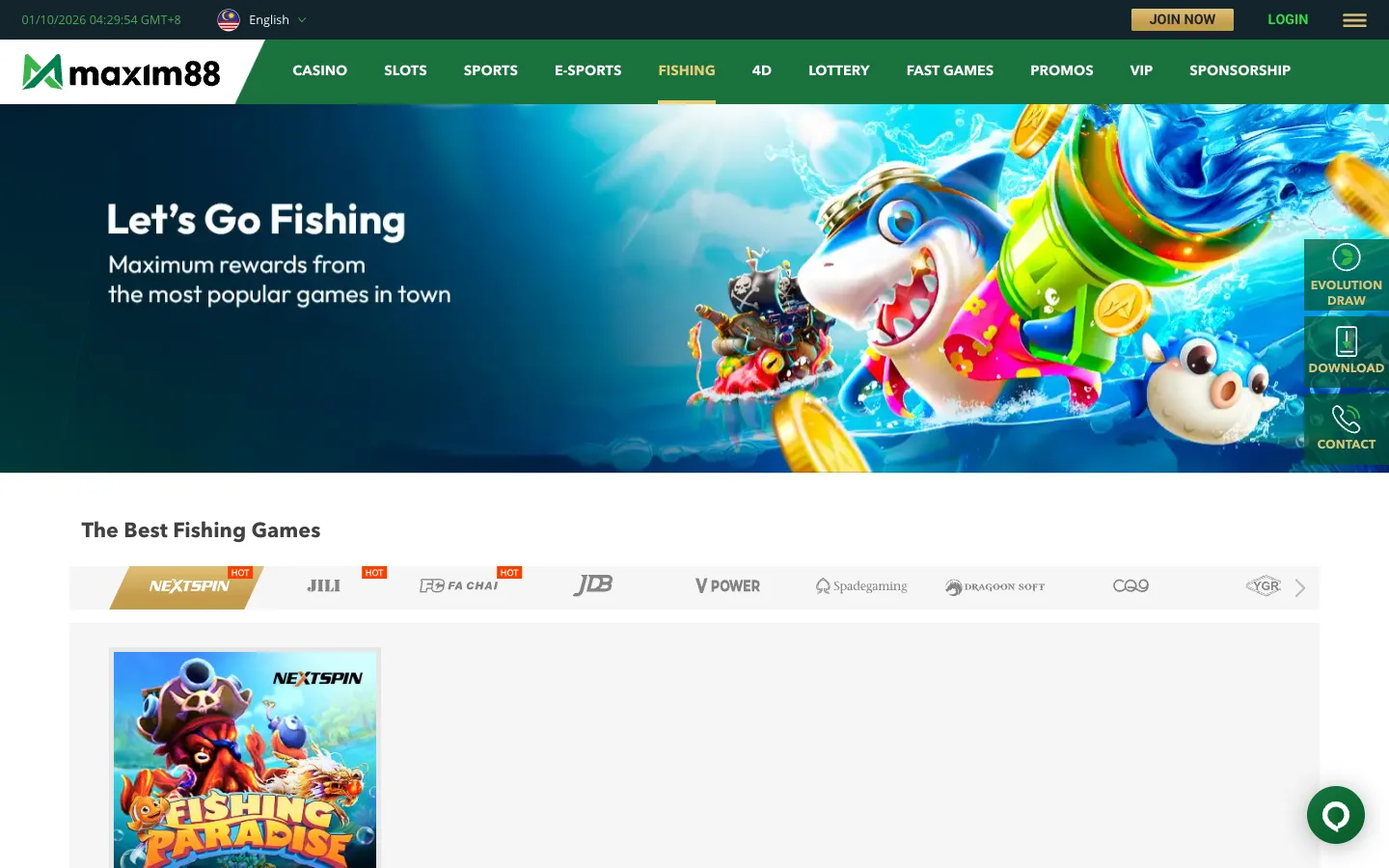 Maxim88 fishing games providers