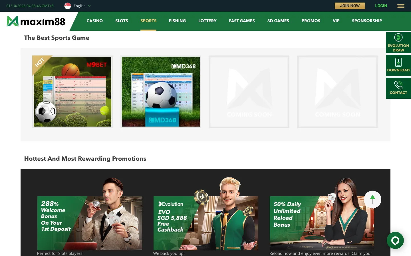 Maxim88 Singapore sportsbook providers