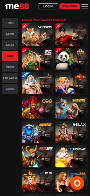 me88 mobile slots lobby listing slot providers