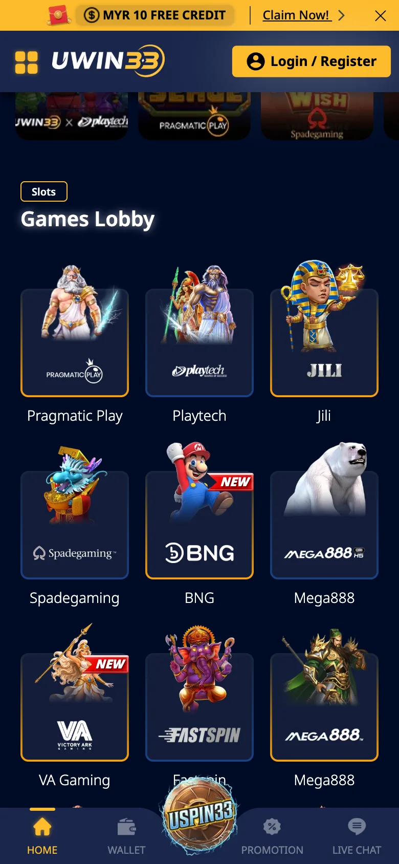 Lobi slot UWIN33 di telefon